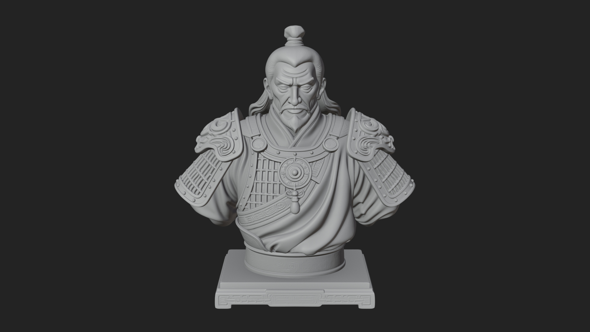 Chinese General Armor Bust Design 11 3D Print Model 3D Model