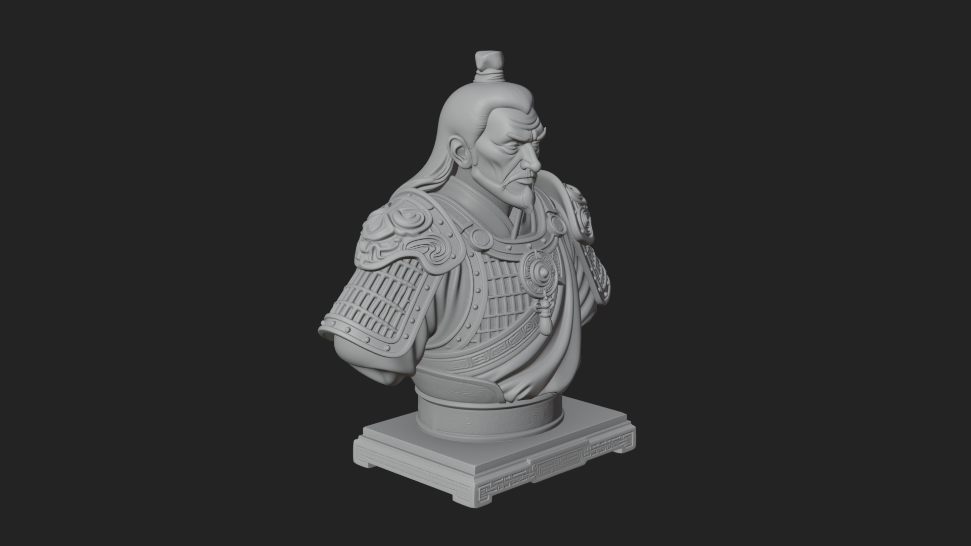 Chinese General Armor Bust Design 11 3D Print Model 3D Model