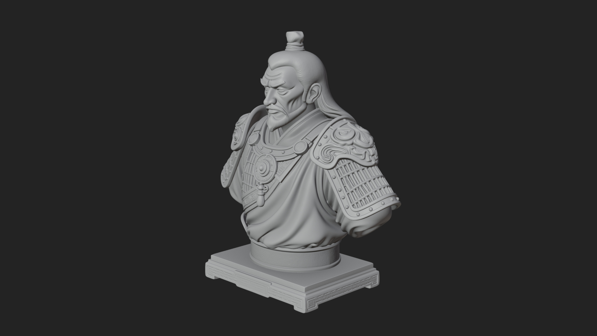 Chinese General Armor Bust Design 11 3D Print Model 3D Model