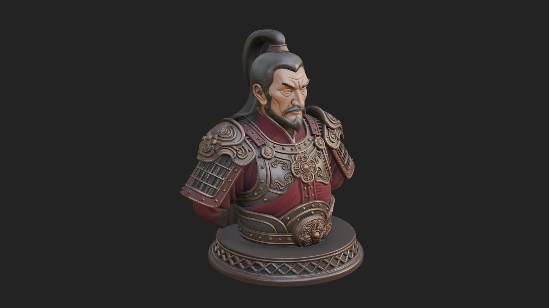 Chinese General Armor Bust Design 12 3D Print Model 3D Model
