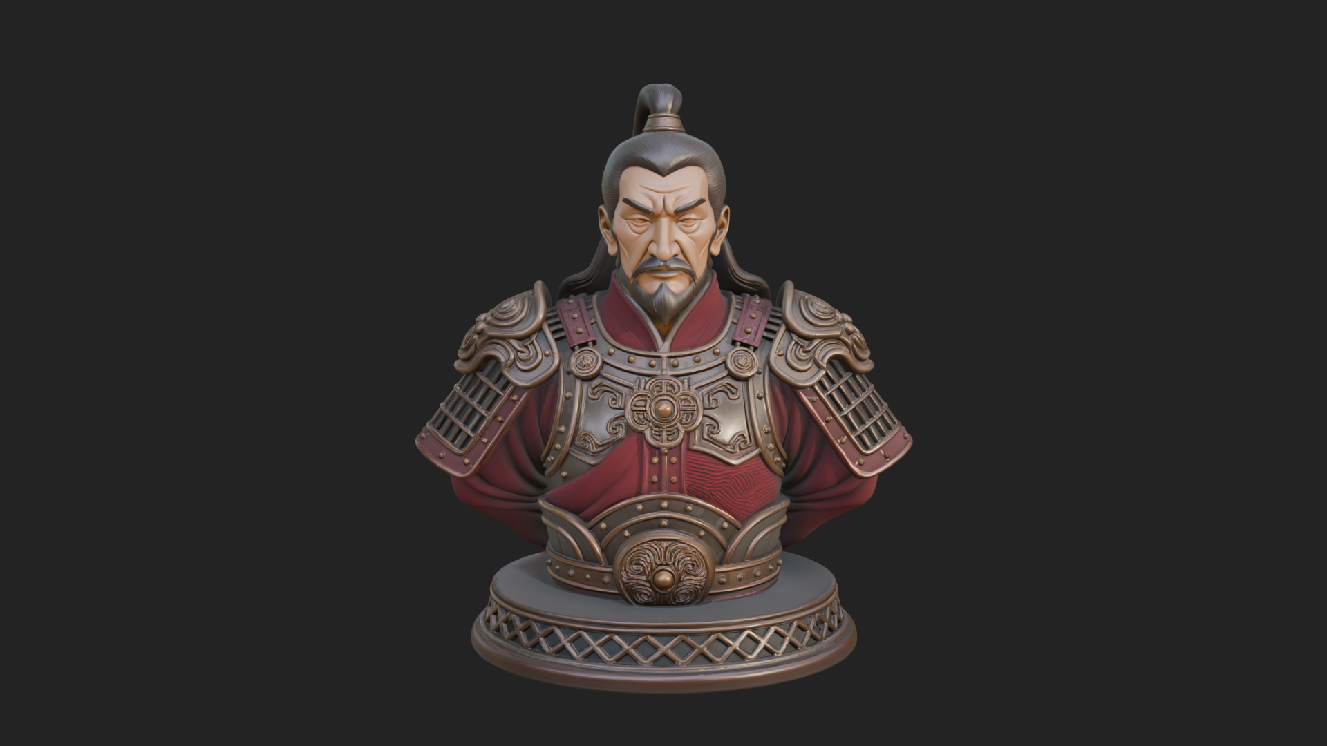 Chinese General Armor Bust Design 12 3D Print Model 3D Model