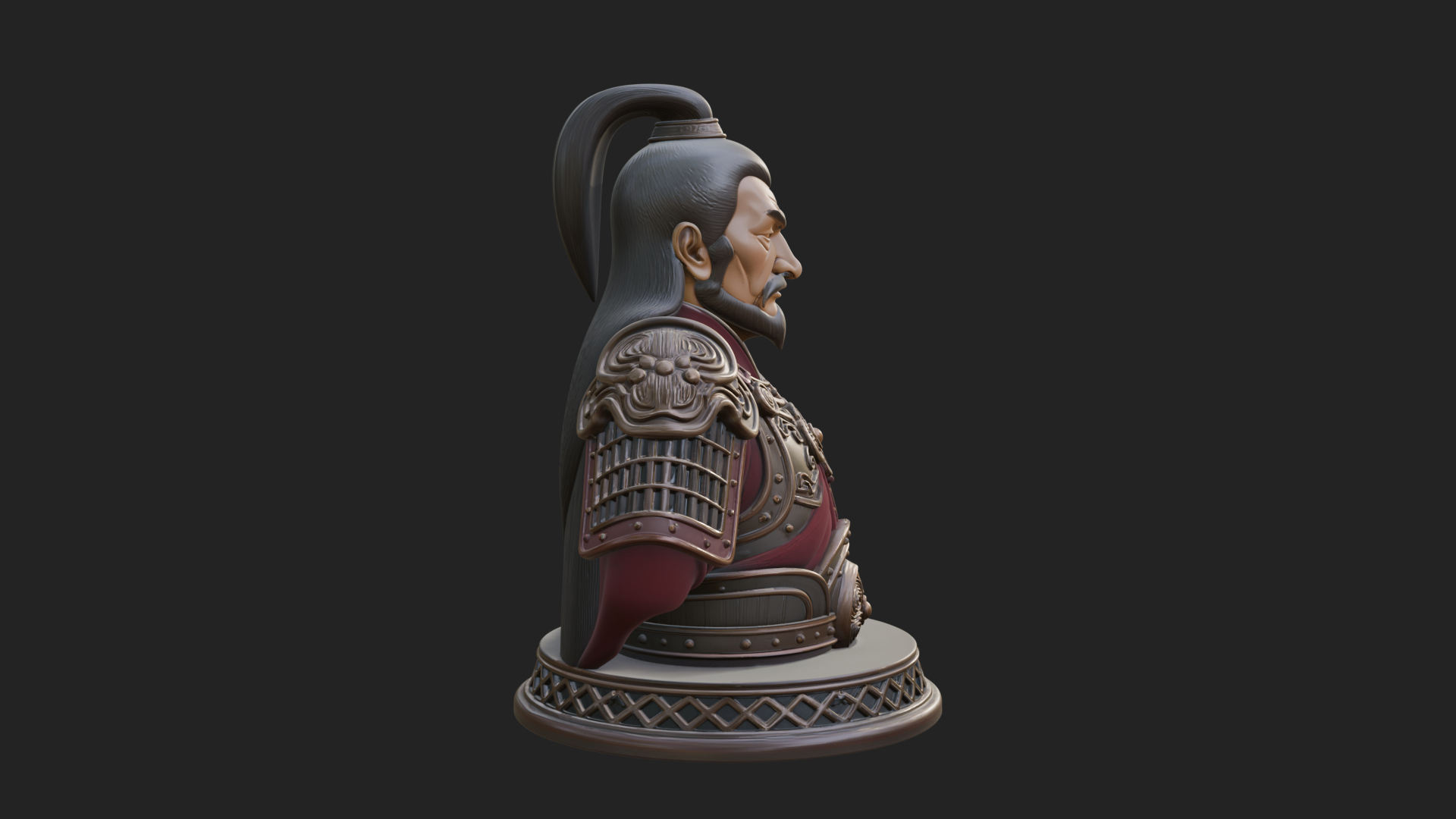 Chinese General Armor Bust Design 12 3D Print Model 3D Model