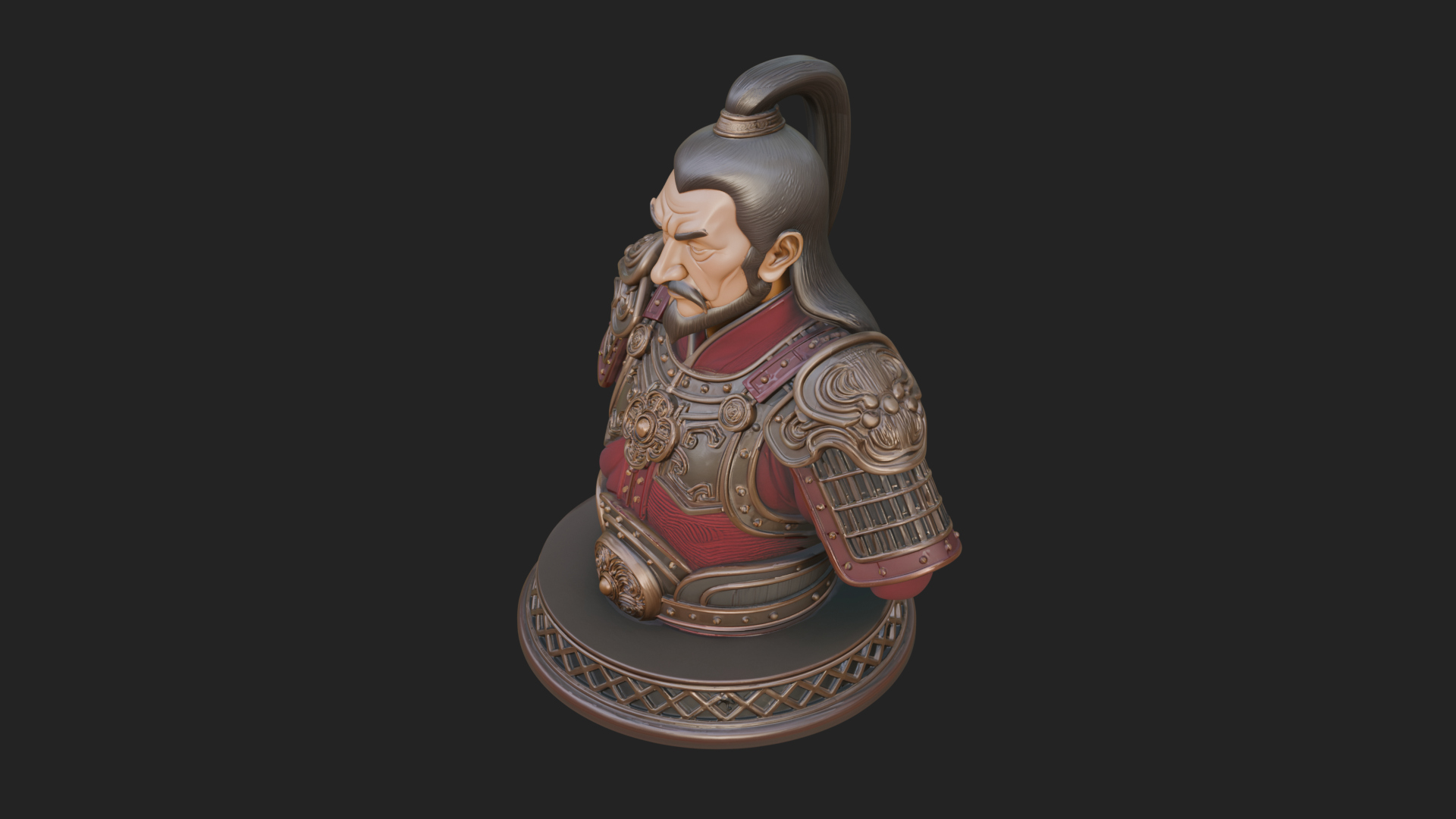 Chinese General Armor Bust Design 12 3D Print Model 3D Model