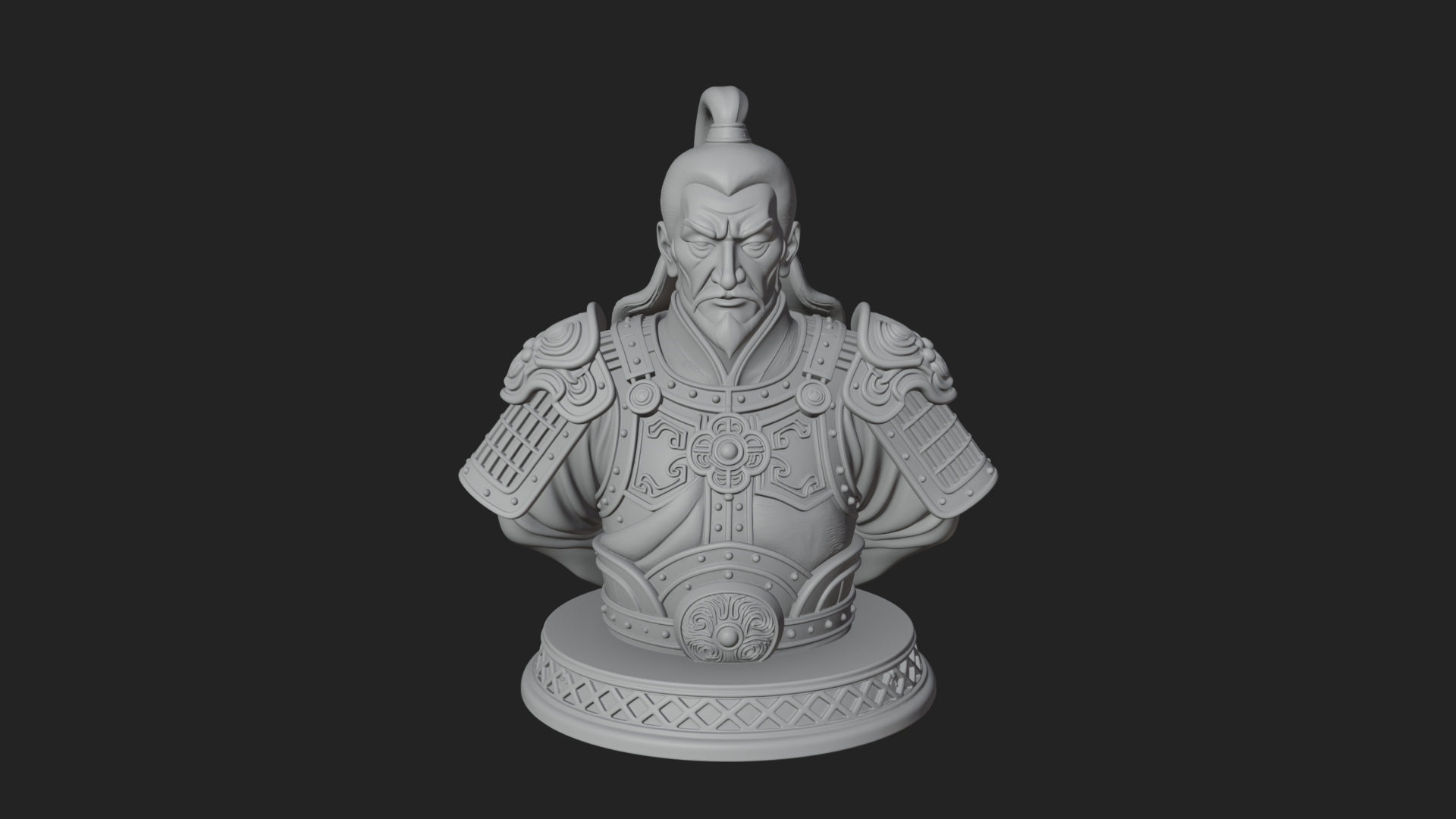 Chinese General Armor Bust Design 12 3D Print Model 3D Model