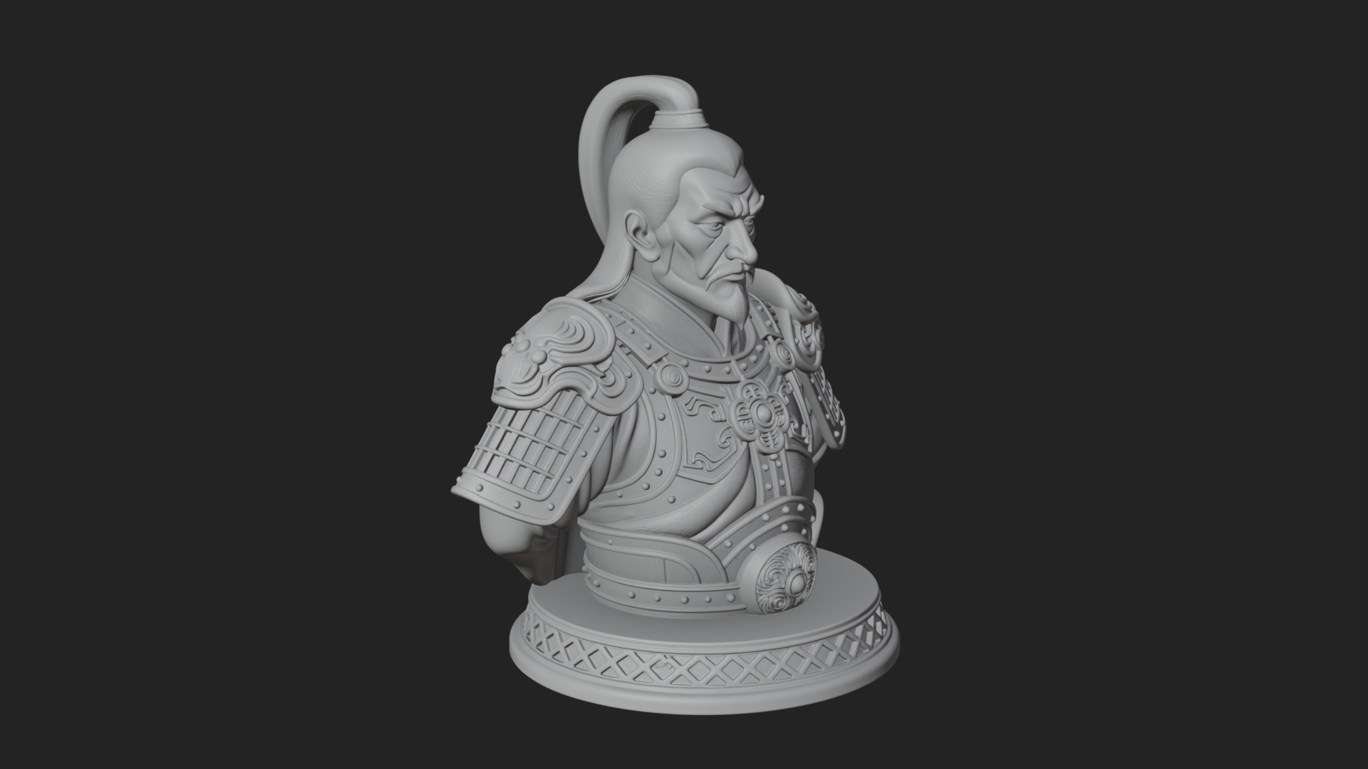 Chinese General Armor Bust Design 12 3D Print Model 3D Model