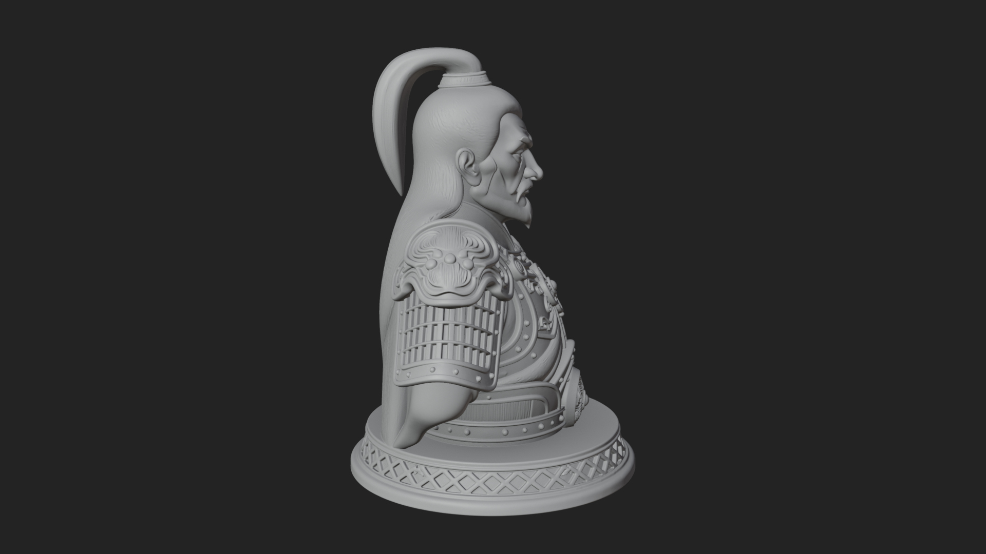 Chinese General Armor Bust Design 12 3D Print Model 3D Model