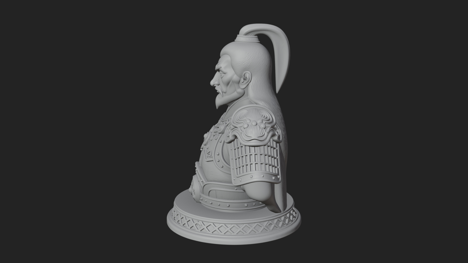 Chinese General Armor Bust Design 12 3D Print Model 3D Model