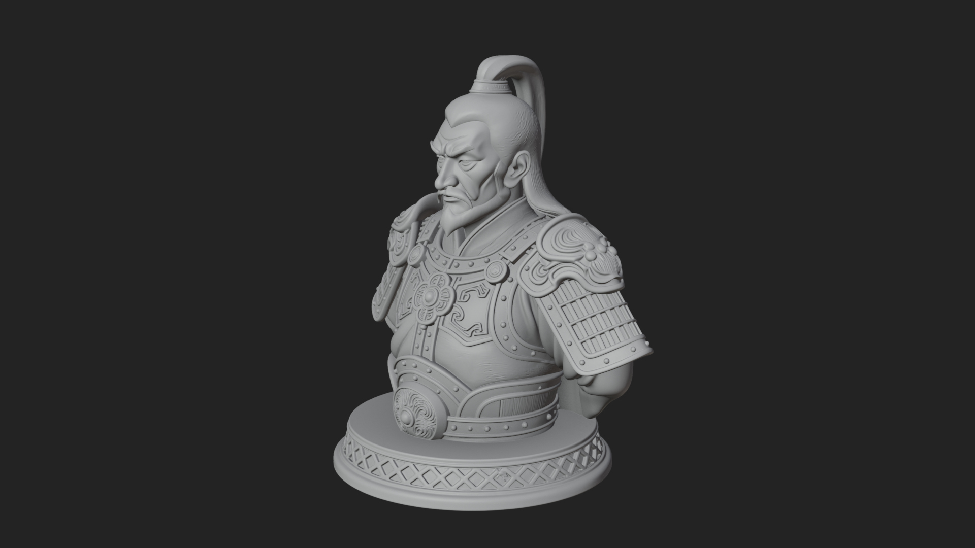 Chinese General Armor Bust Design 12 3D Print Model 3D Model