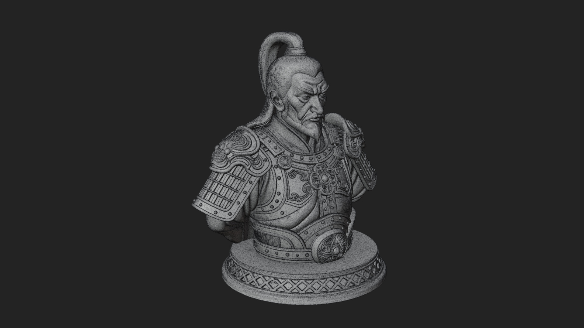 Chinese General Armor Bust Design 12 3D Print Model 3D Model