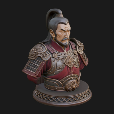 Chinese General Armor Bust Design 12 3D Print Model
