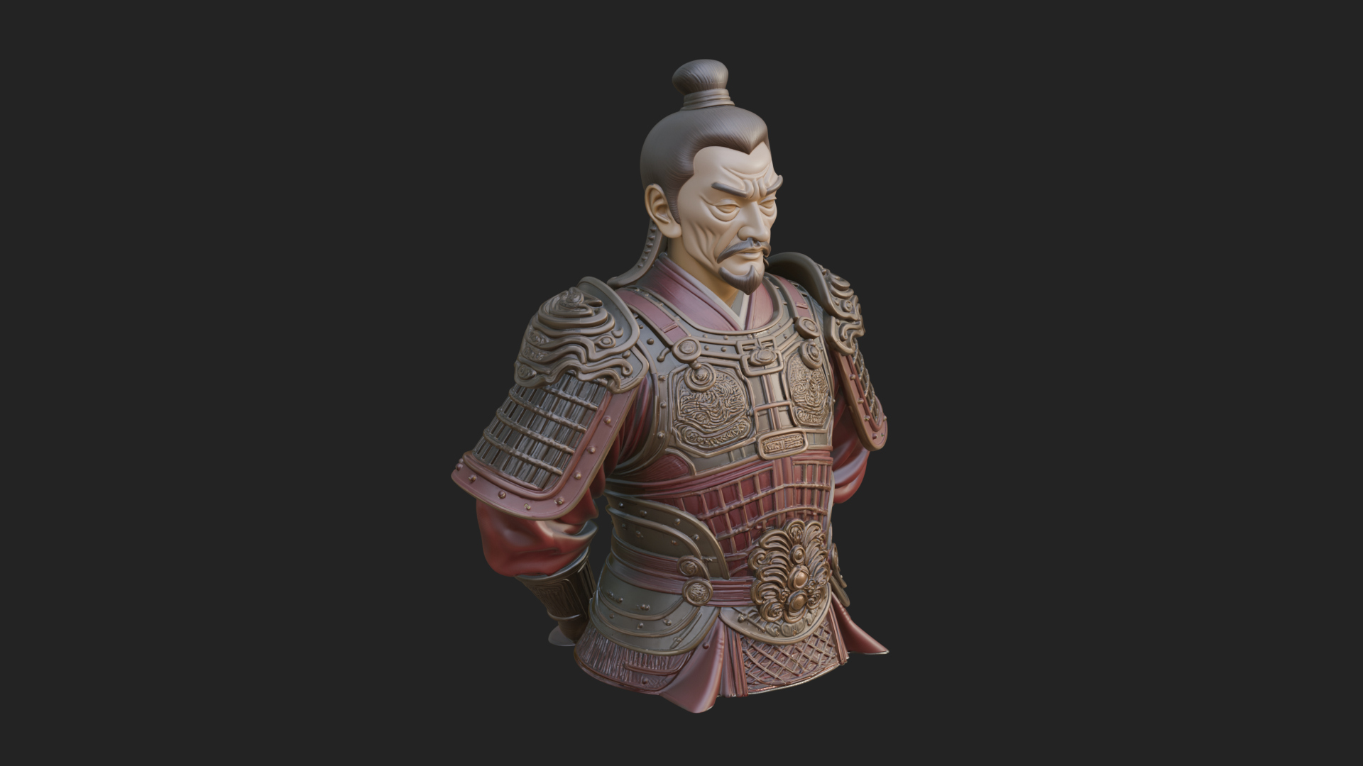 Chinese General Armor Bust Design 13 3D Print Model 3D Model