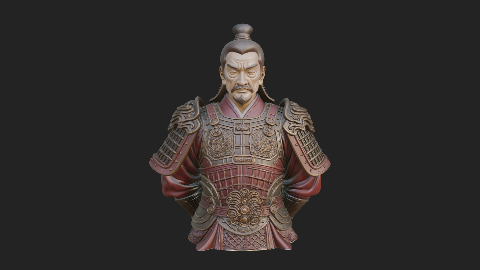 Chinese General Armor Bust Design 13 3D Print Model 3D Model