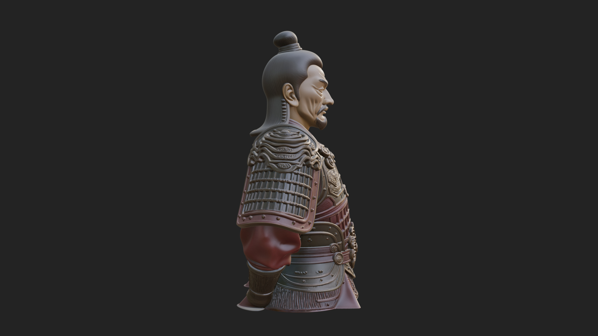 Chinese General Armor Bust Design 13 3D Print Model 3D Model
