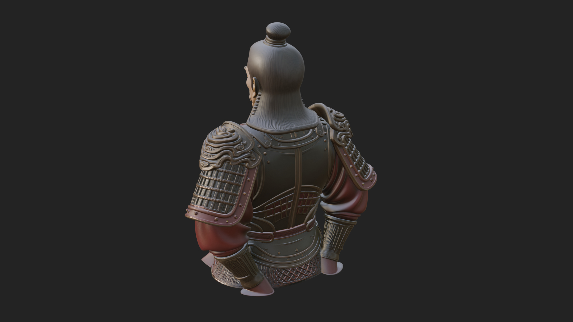 Chinese General Armor Bust Design 13 3D Print Model 3D Model