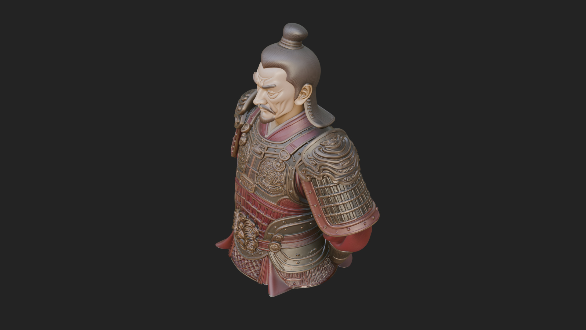 Chinese General Armor Bust Design 13 3D Print Model 3D Model
