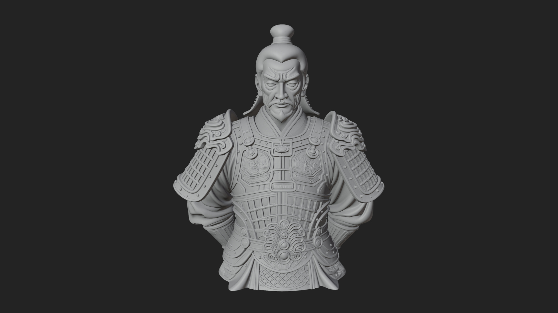 Chinese General Armor Bust Design 13 3D Print Model 3D Model