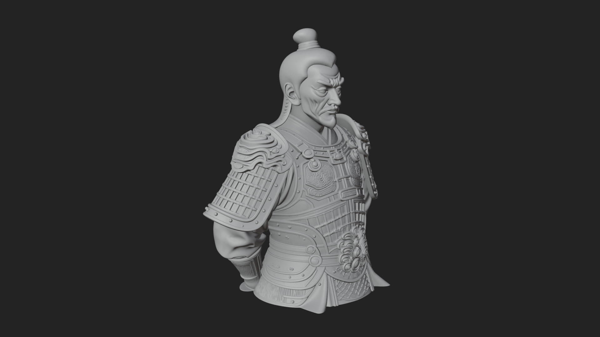 Chinese General Armor Bust Design 13 3D Print Model 3D Model