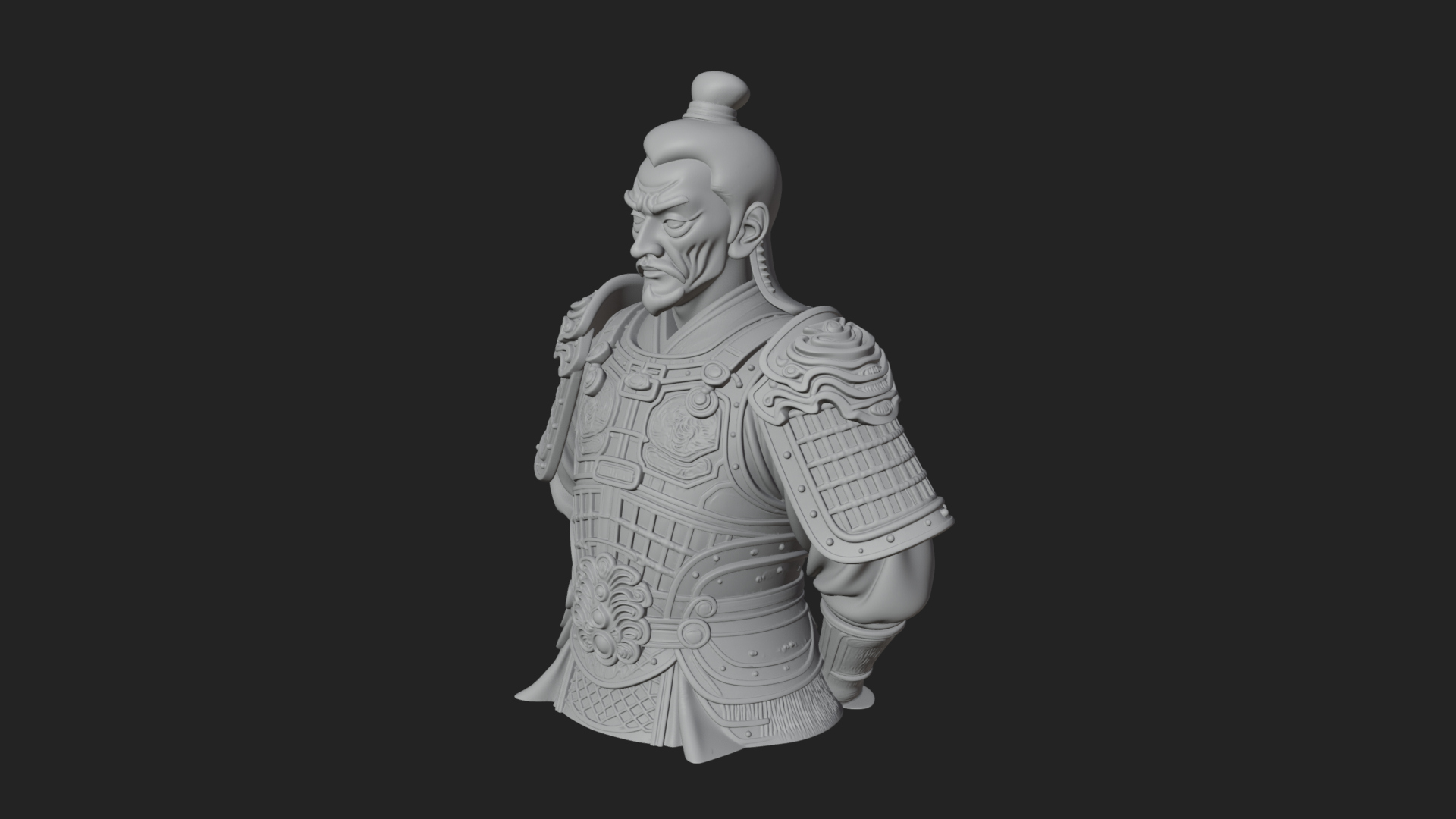 Chinese General Armor Bust Design 13 3D Print Model 3D Model
