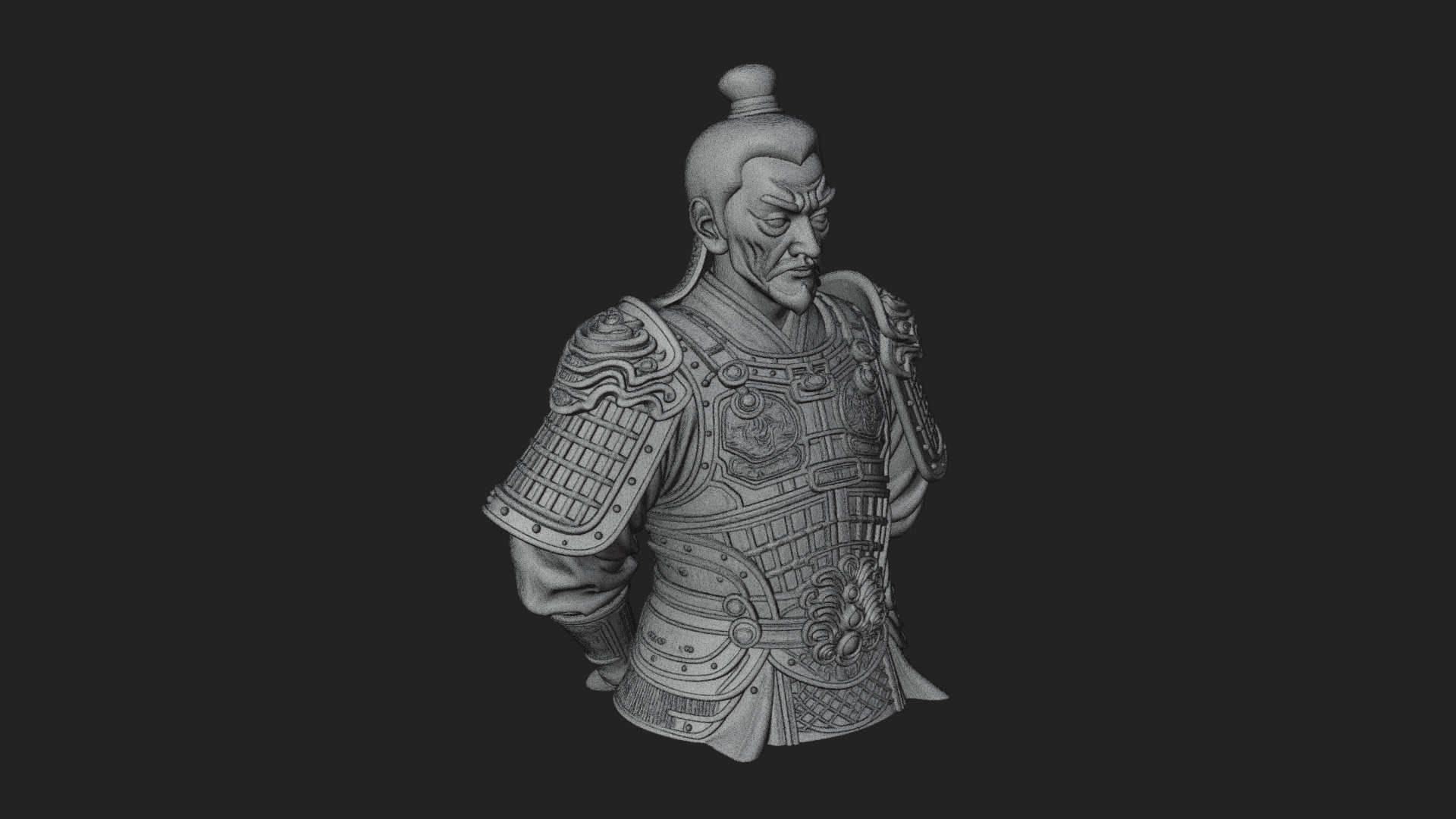 Chinese General Armor Bust Design 13 3D Print Model 3D Model