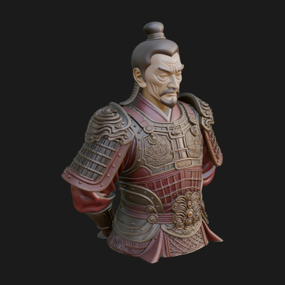 Chinese General Armor Bust Design 13 3D Print Model