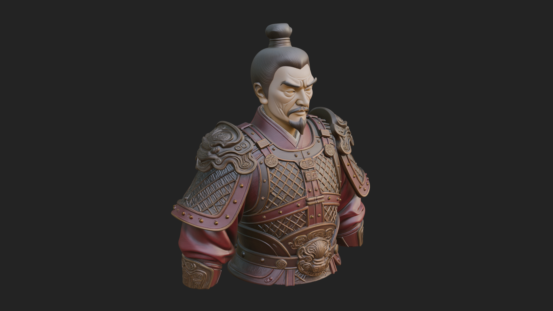 Chinese General Armor Bust Design 14 3D Print Model 3D Model