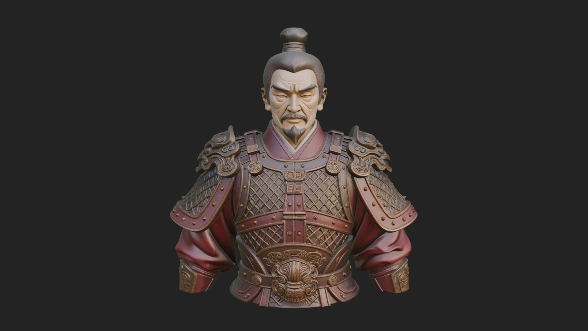 Chinese General Armor Bust Design 14 3D Print Model 3D Model