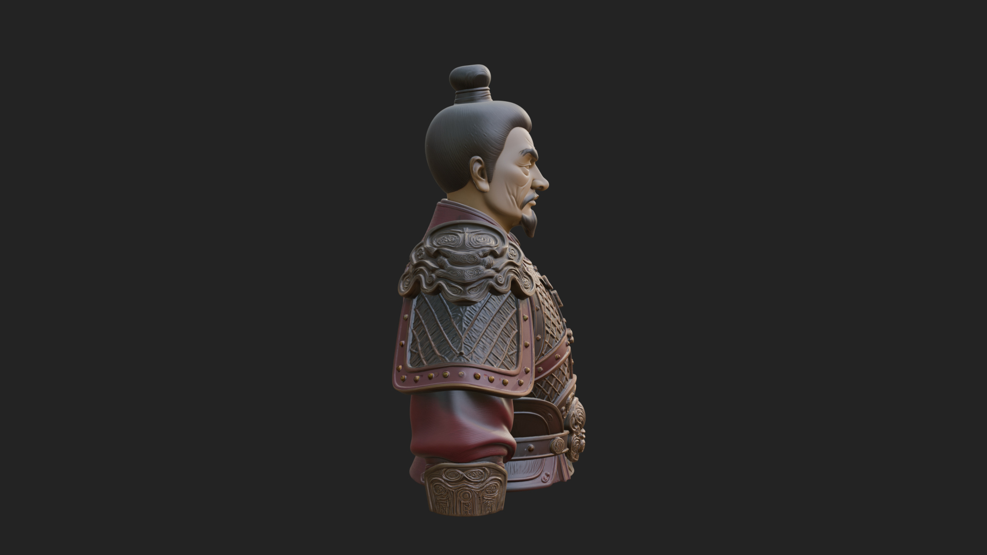 Chinese General Armor Bust Design 14 3D Print Model 3D Model