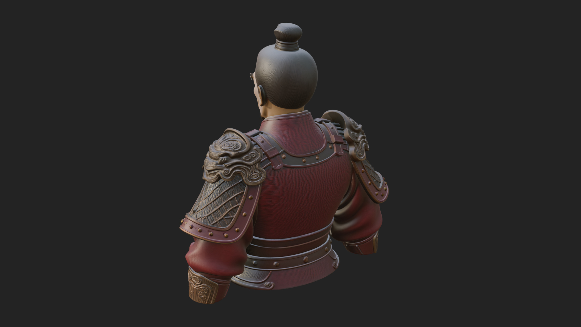 Chinese General Armor Bust Design 14 3D Print Model 3D Model