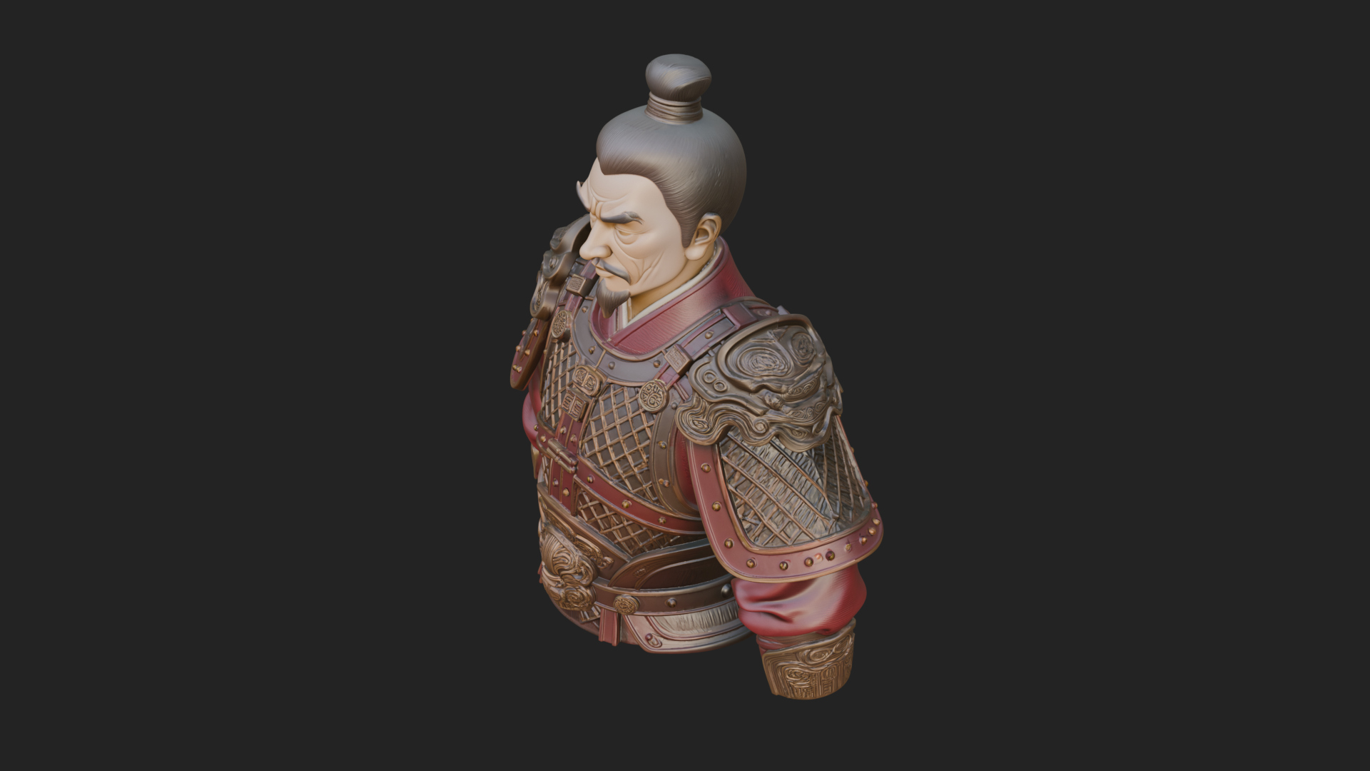 Chinese General Armor Bust Design 14 3D Print Model 3D Model