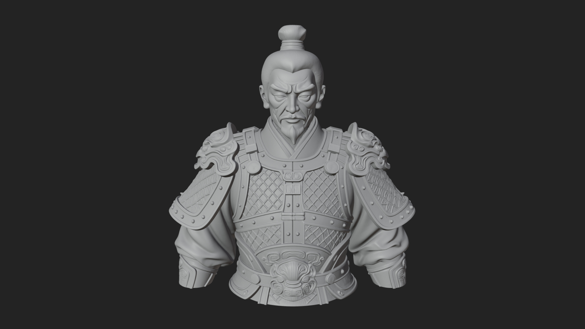Chinese General Armor Bust Design 14 3D Print Model 3D Model