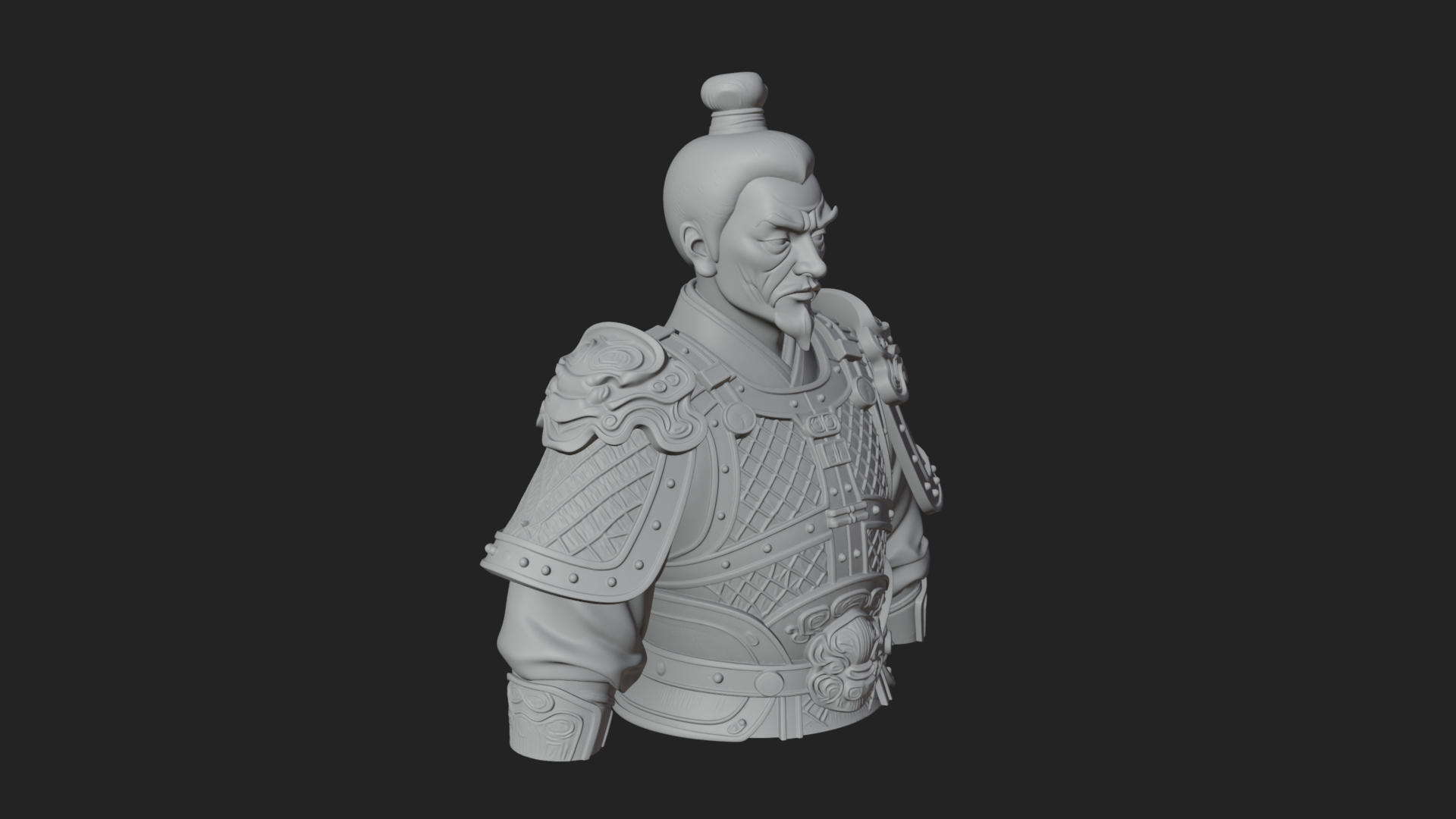Chinese General Armor Bust Design 14 3D Print Model 3D Model