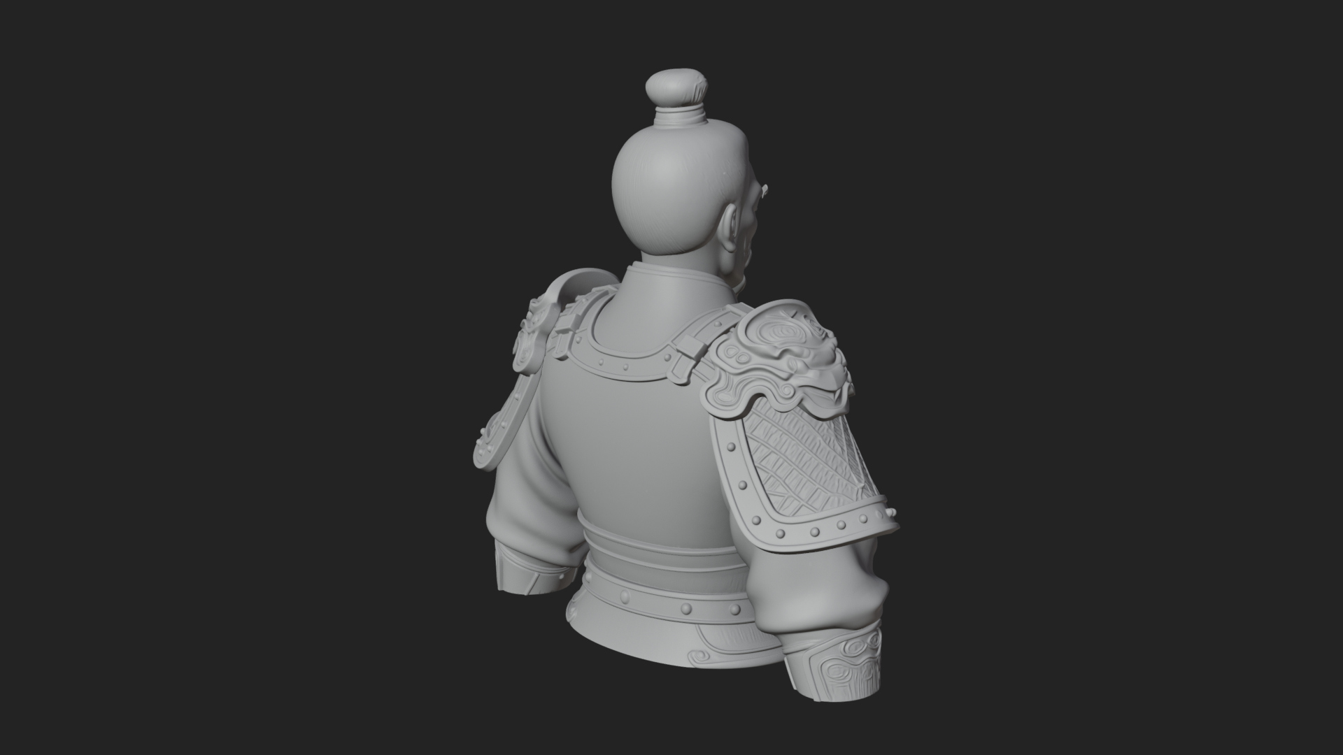Chinese General Armor Bust Design 14 3D Print Model 3D Model