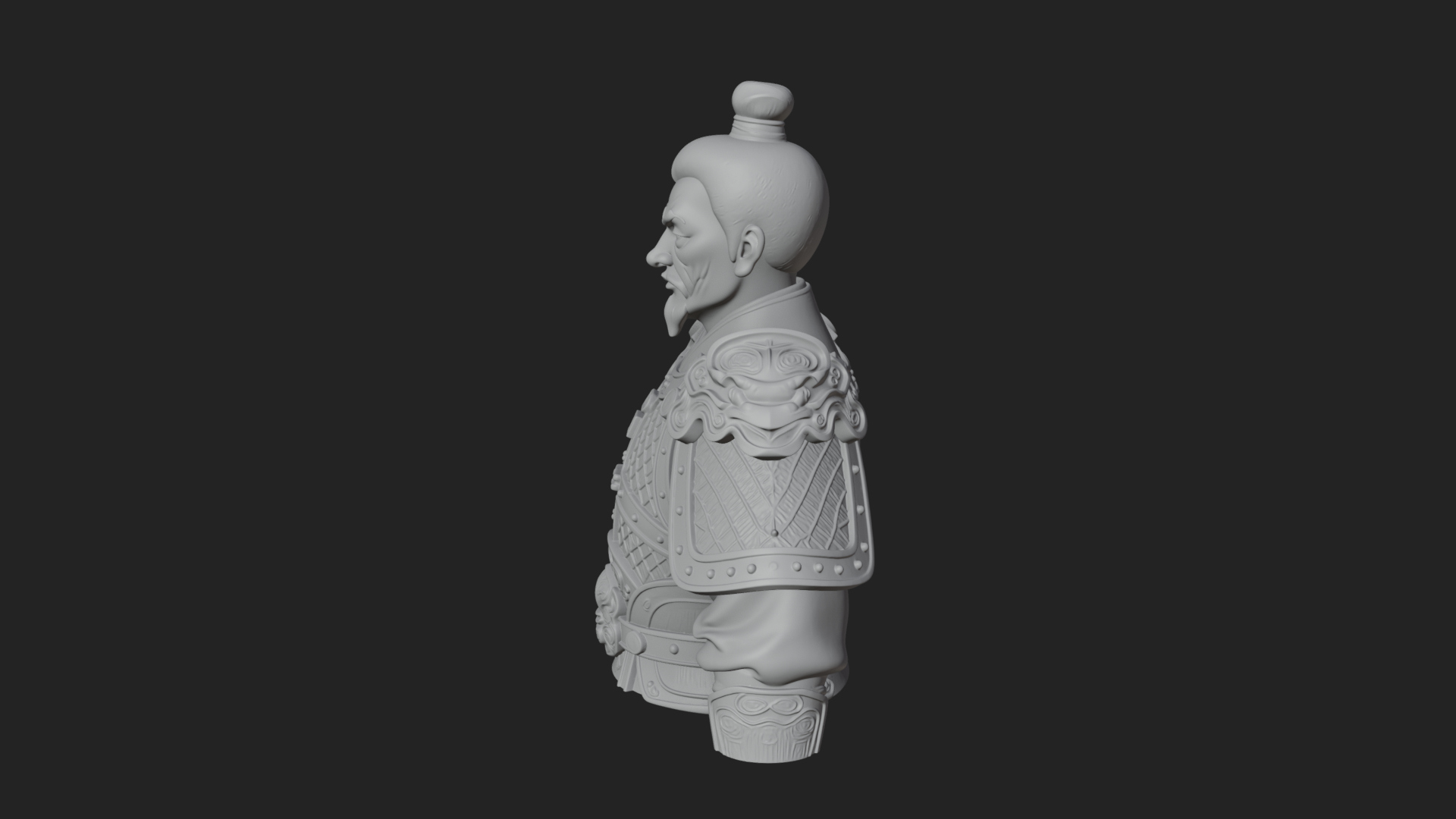Chinese General Armor Bust Design 14 3D Print Model 3D Model