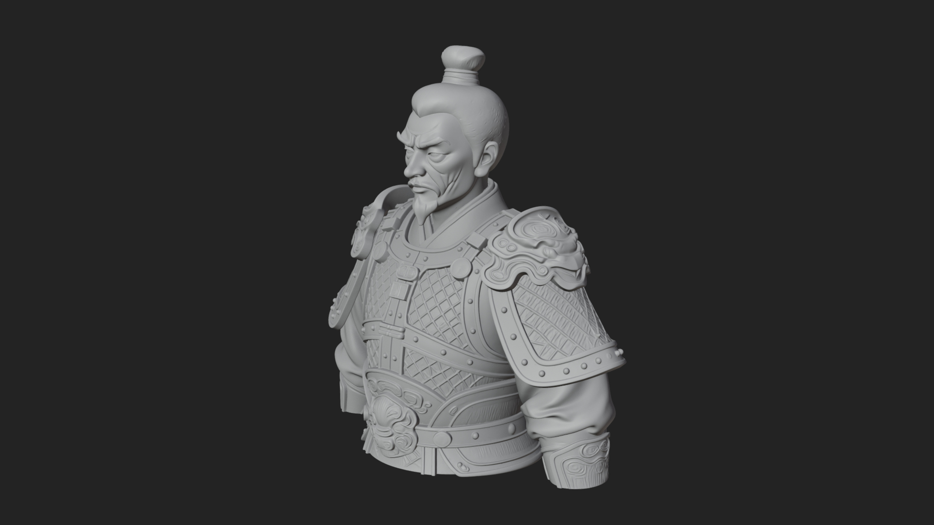 Chinese General Armor Bust Design 14 3D Print Model 3D Model