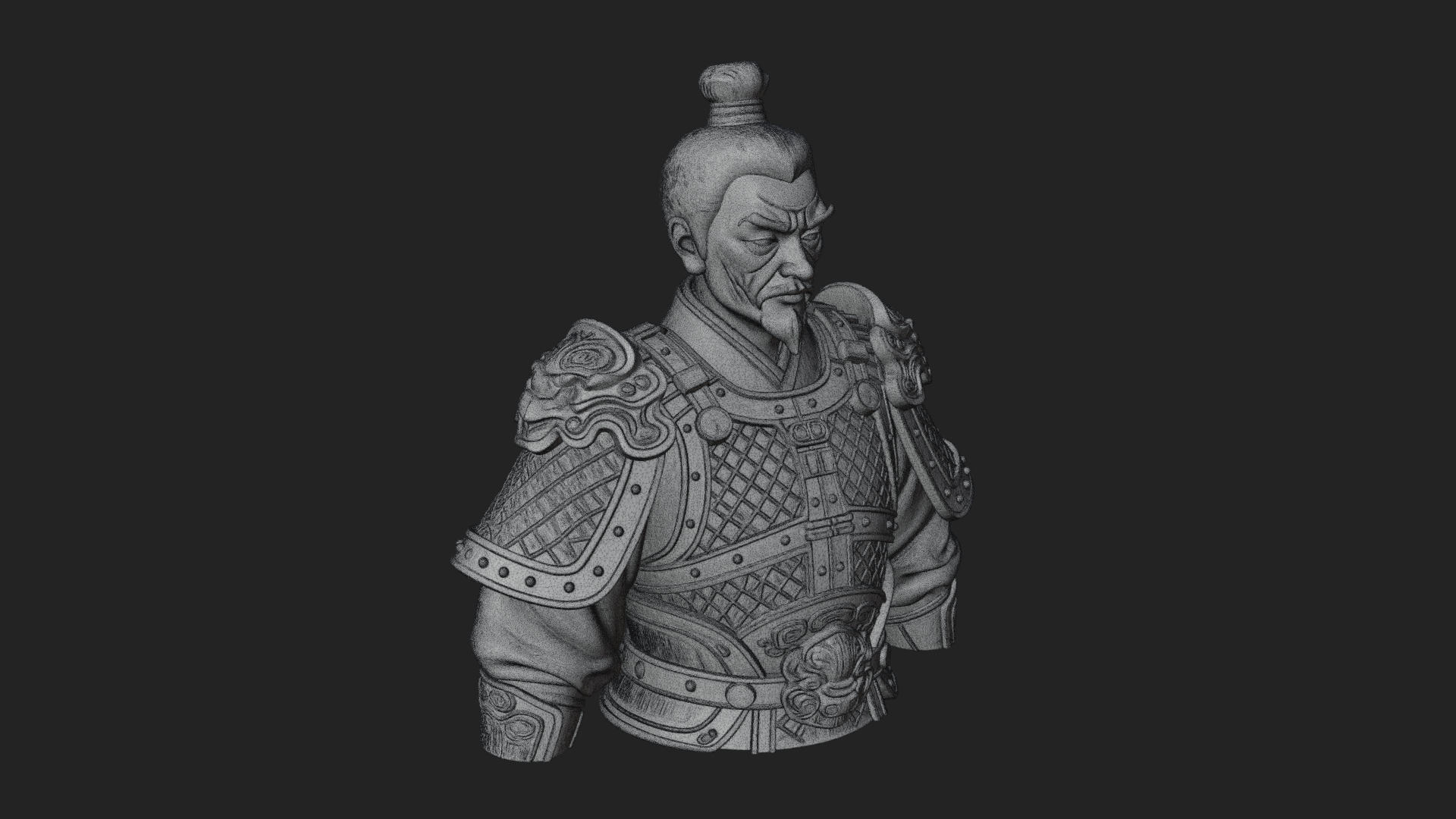 Chinese General Armor Bust Design 14 3D Print Model 3D Model