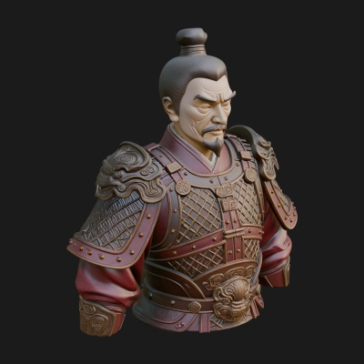 Chinese General Armor Bust Design 14 3D Print Model