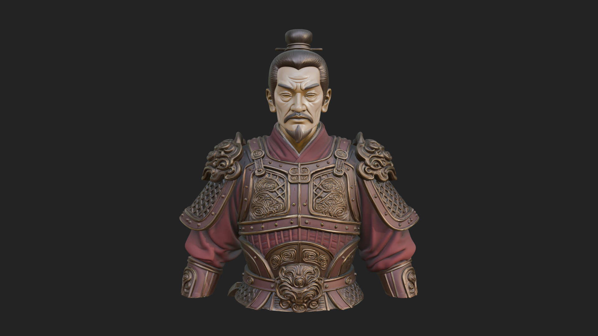 Chinese General Armor Bust Design 15 3D Print Model 3D Model
