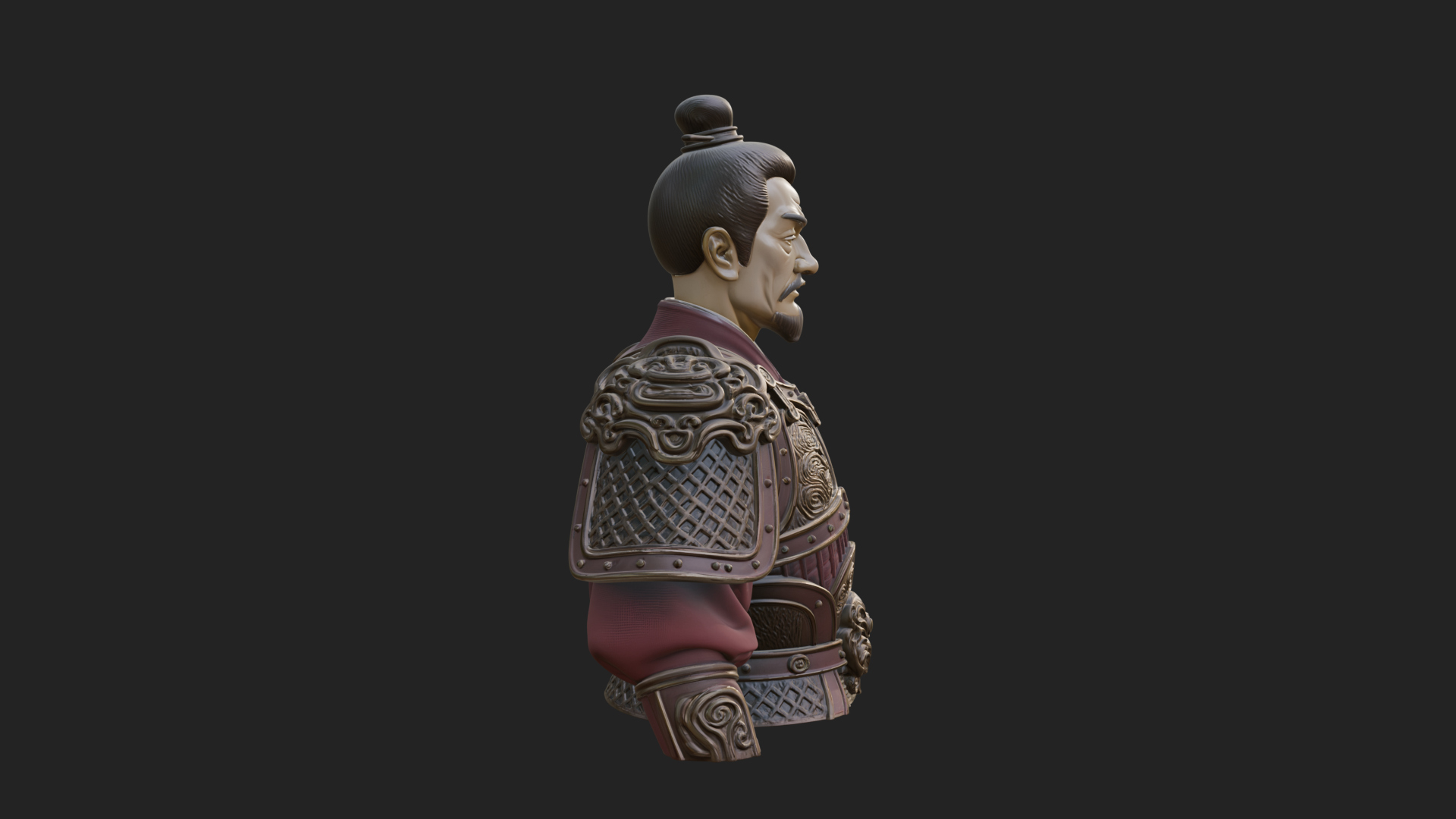 Chinese General Armor Bust Design 15 3D Print Model 3D Model