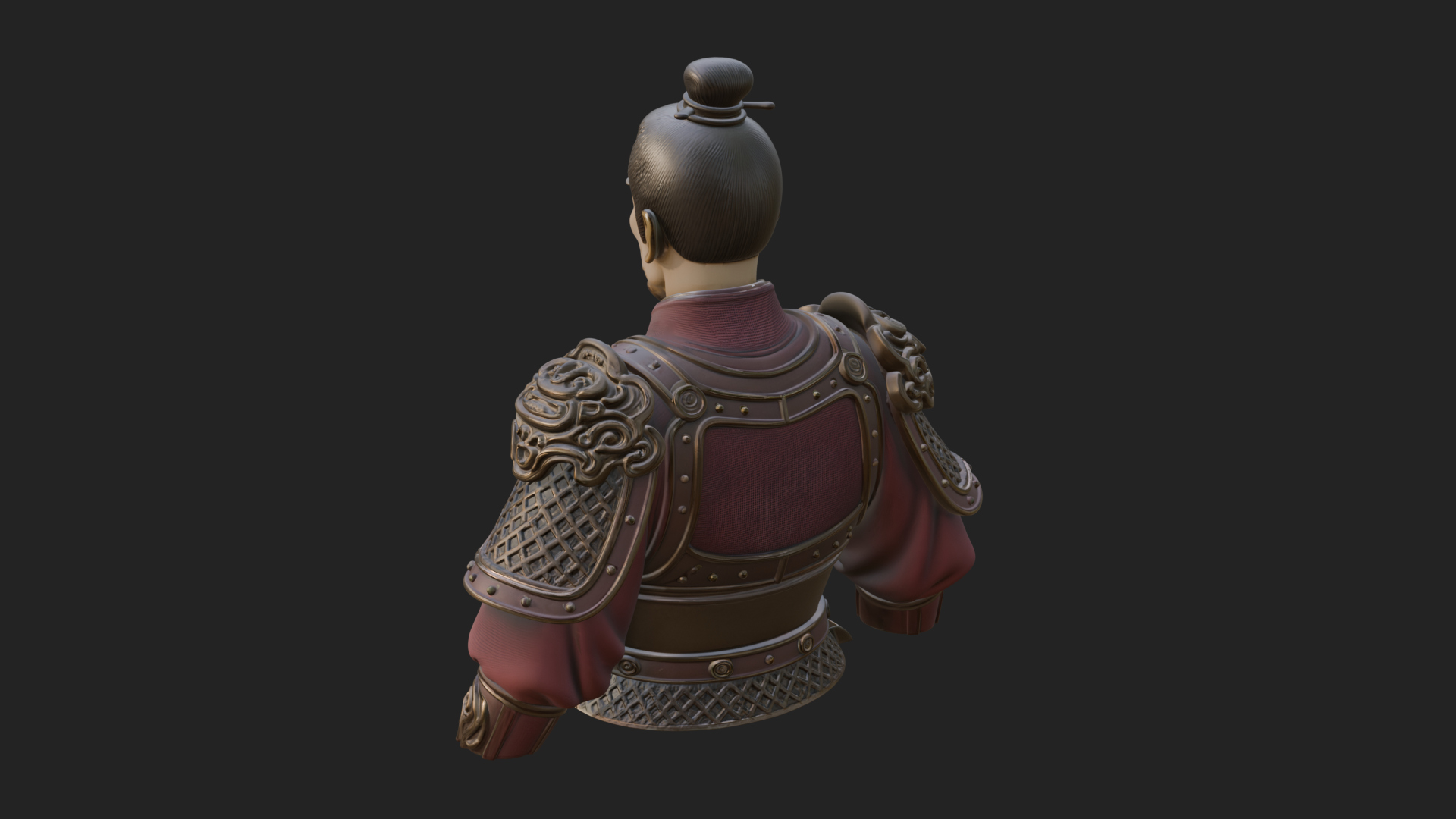 Chinese General Armor Bust Design 15 3D Print Model 3D Model