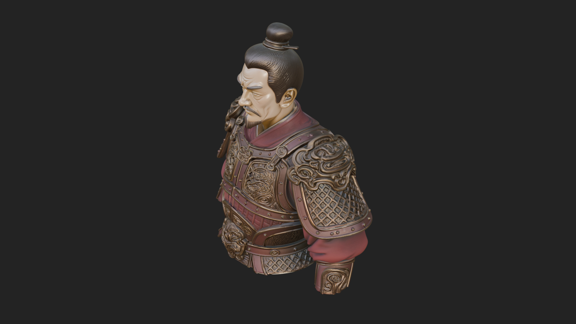 Chinese General Armor Bust Design 15 3D Print Model 3D Model