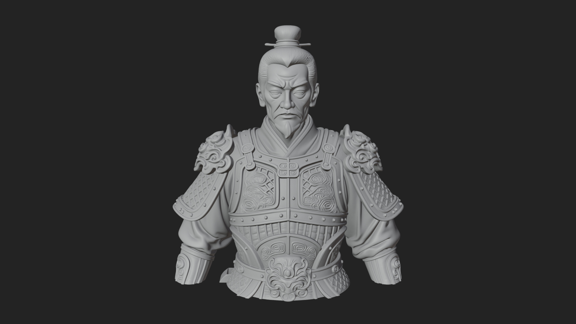 Chinese General Armor Bust Design 15 3D Print Model 3D Model