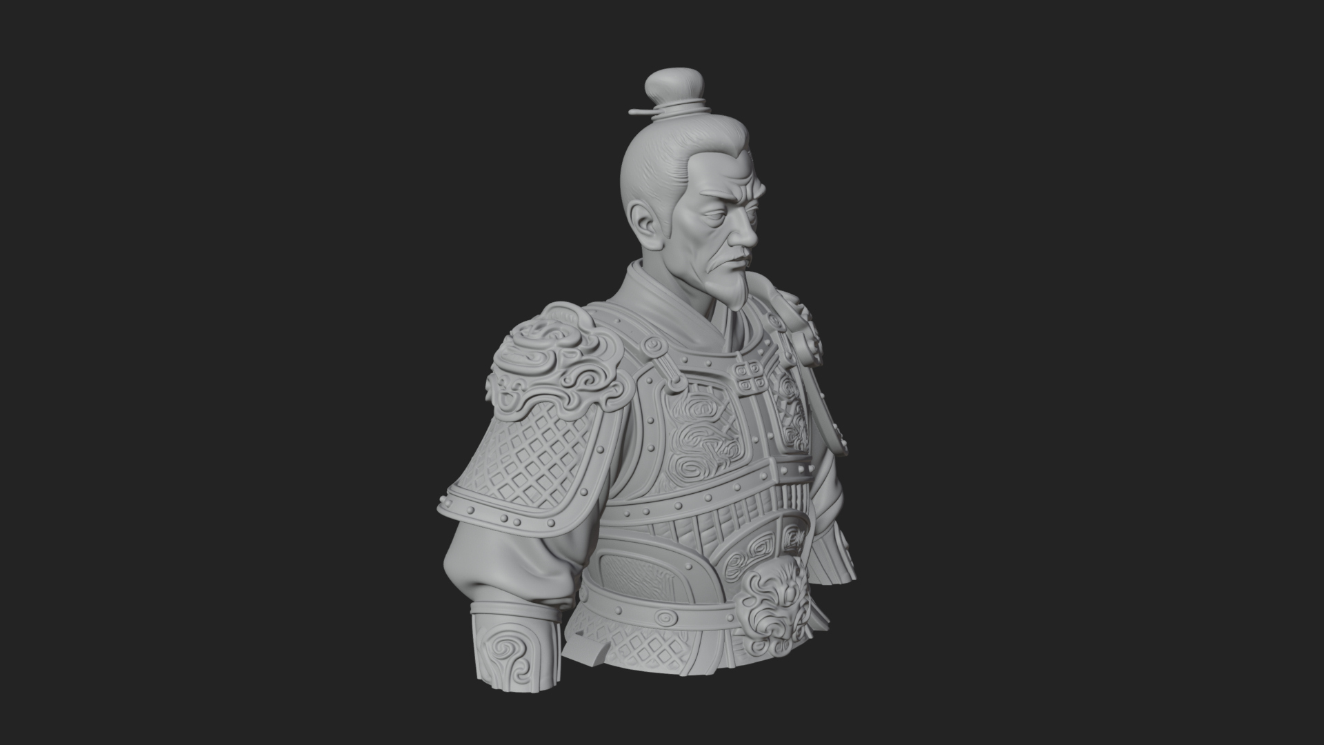Chinese General Armor Bust Design 15 3D Print Model 3D Model