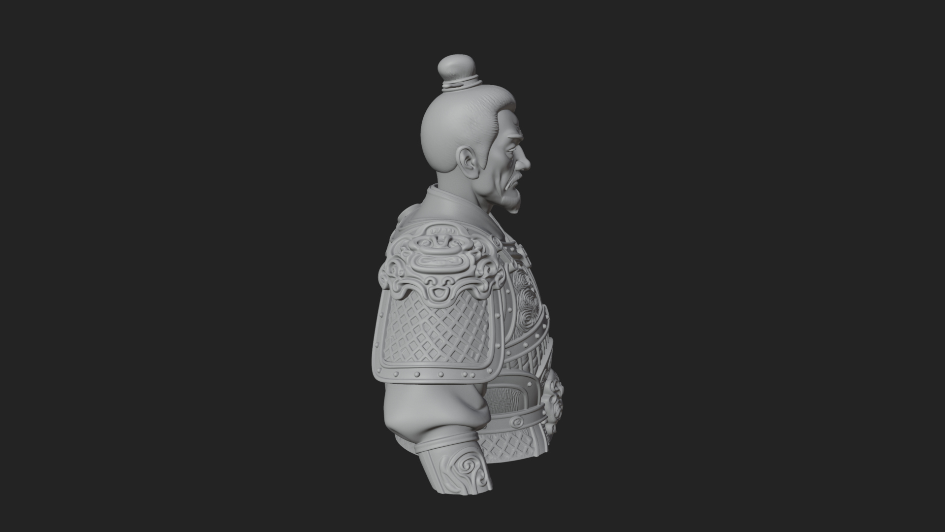 Chinese General Armor Bust Design 15 3D Print Model 3D Model