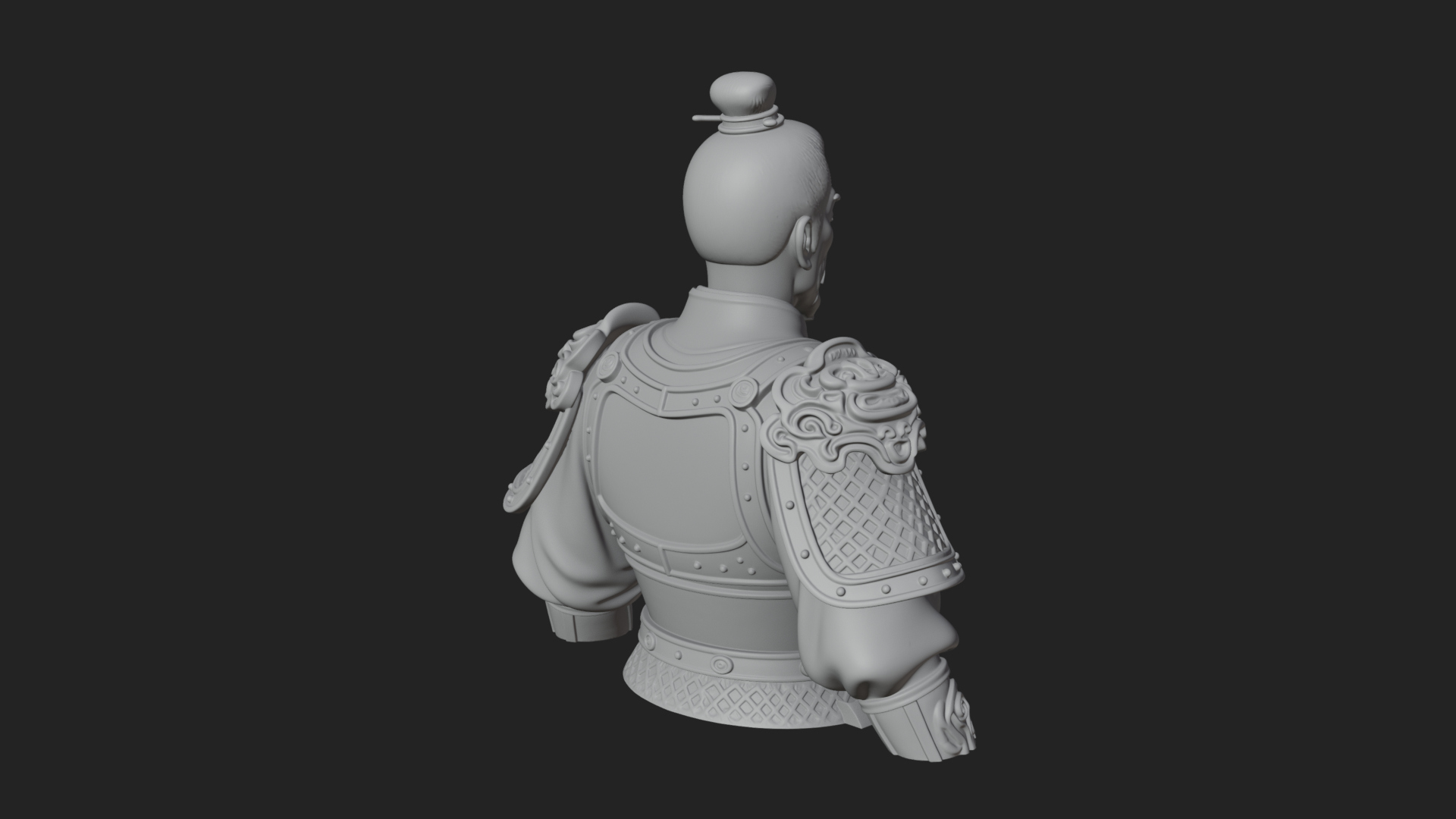 Chinese General Armor Bust Design 15 3D Print Model 3D Model
