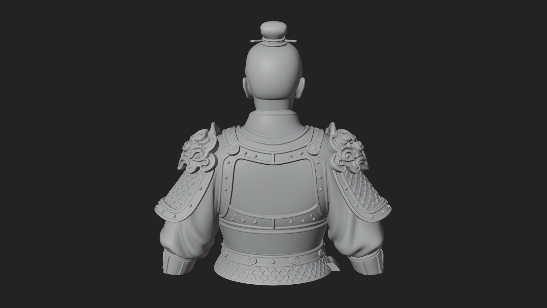 Chinese General Armor Bust Design 15 3D Print Model 3D Model