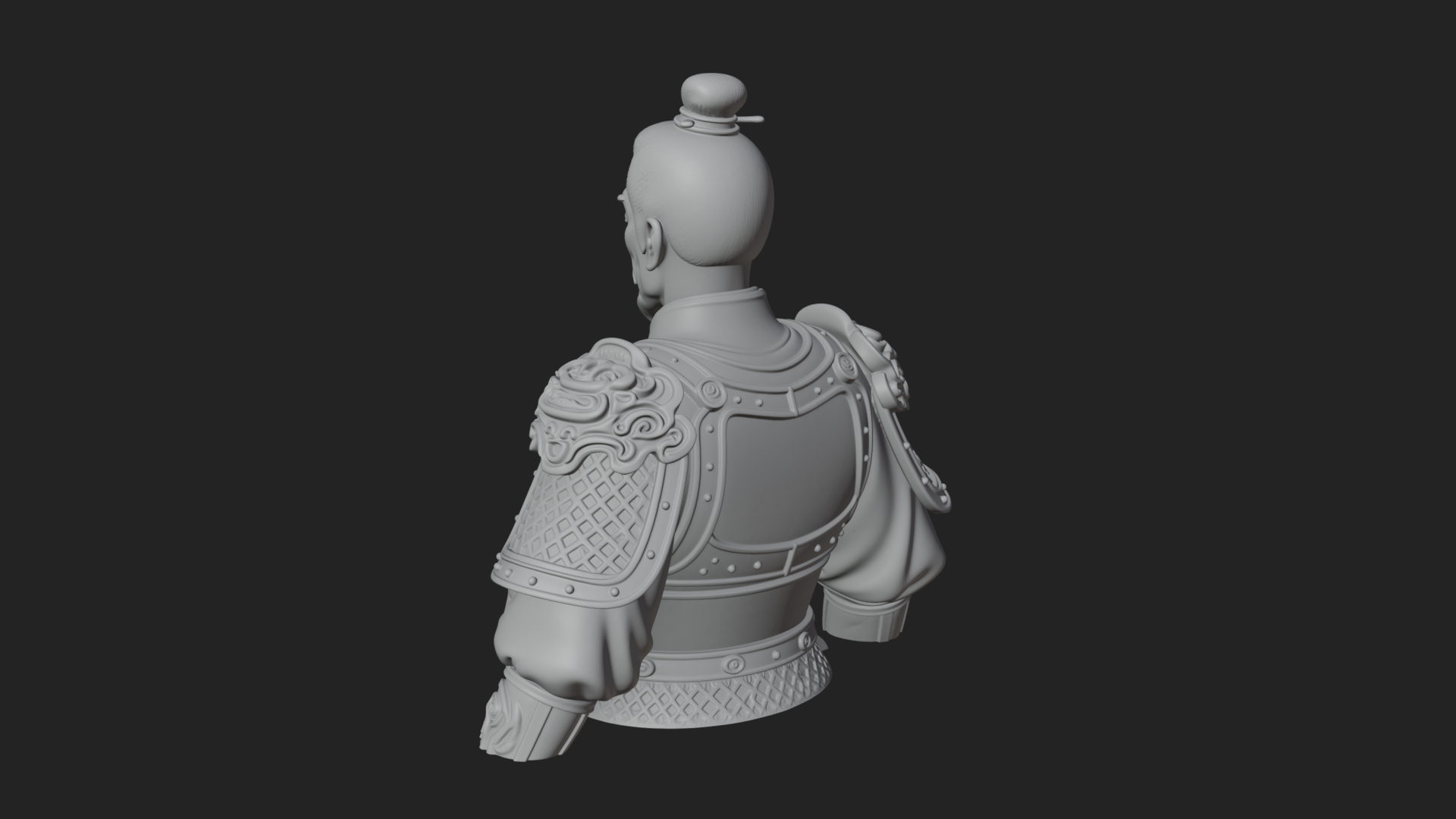 Chinese General Armor Bust Design 15 3D Print Model 3D Model