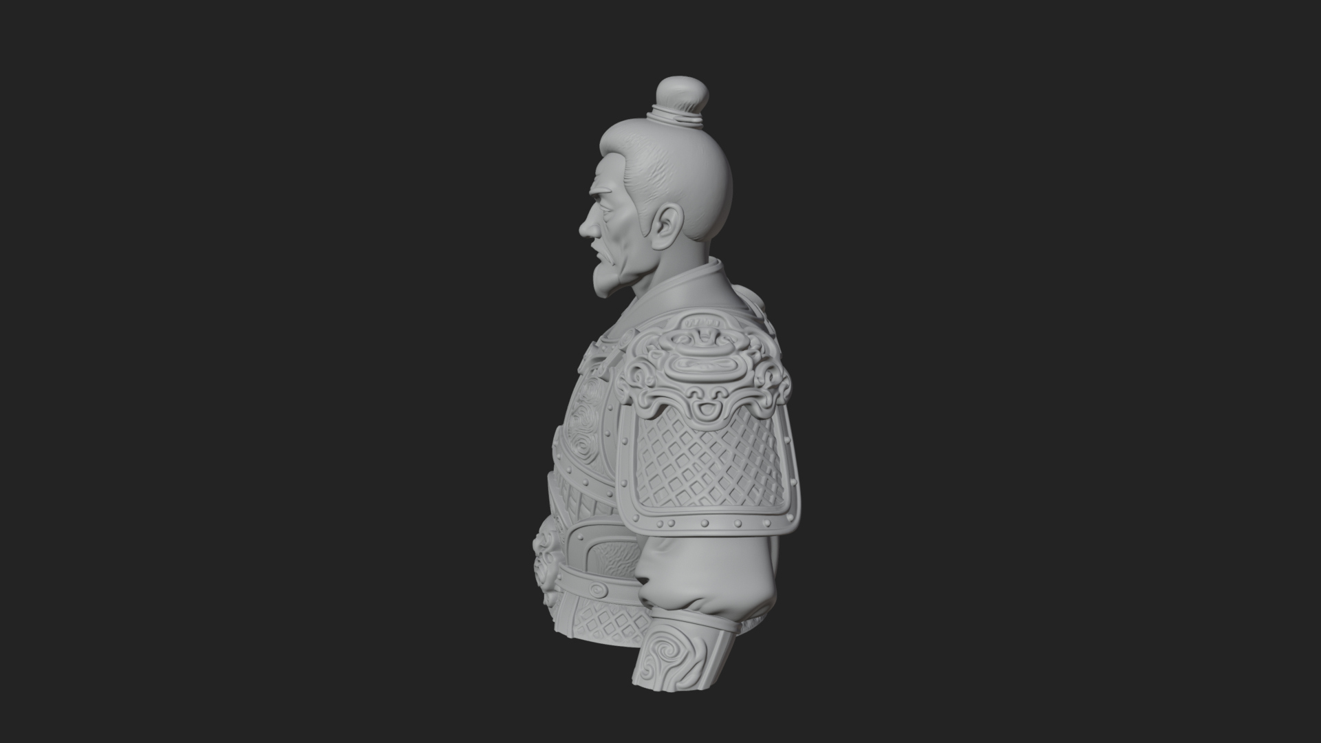 Chinese General Armor Bust Design 15 3D Print Model 3D Model