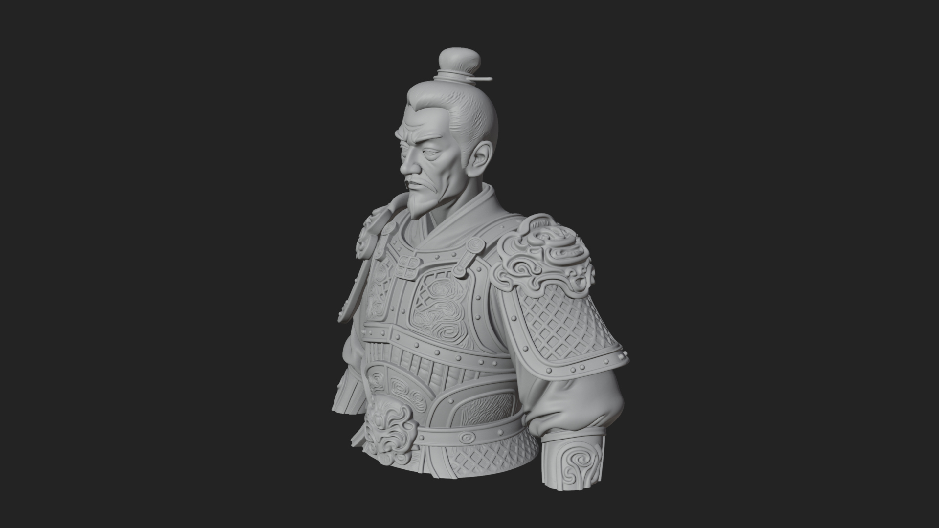 Chinese General Armor Bust Design 15 3D Print Model 3D Model