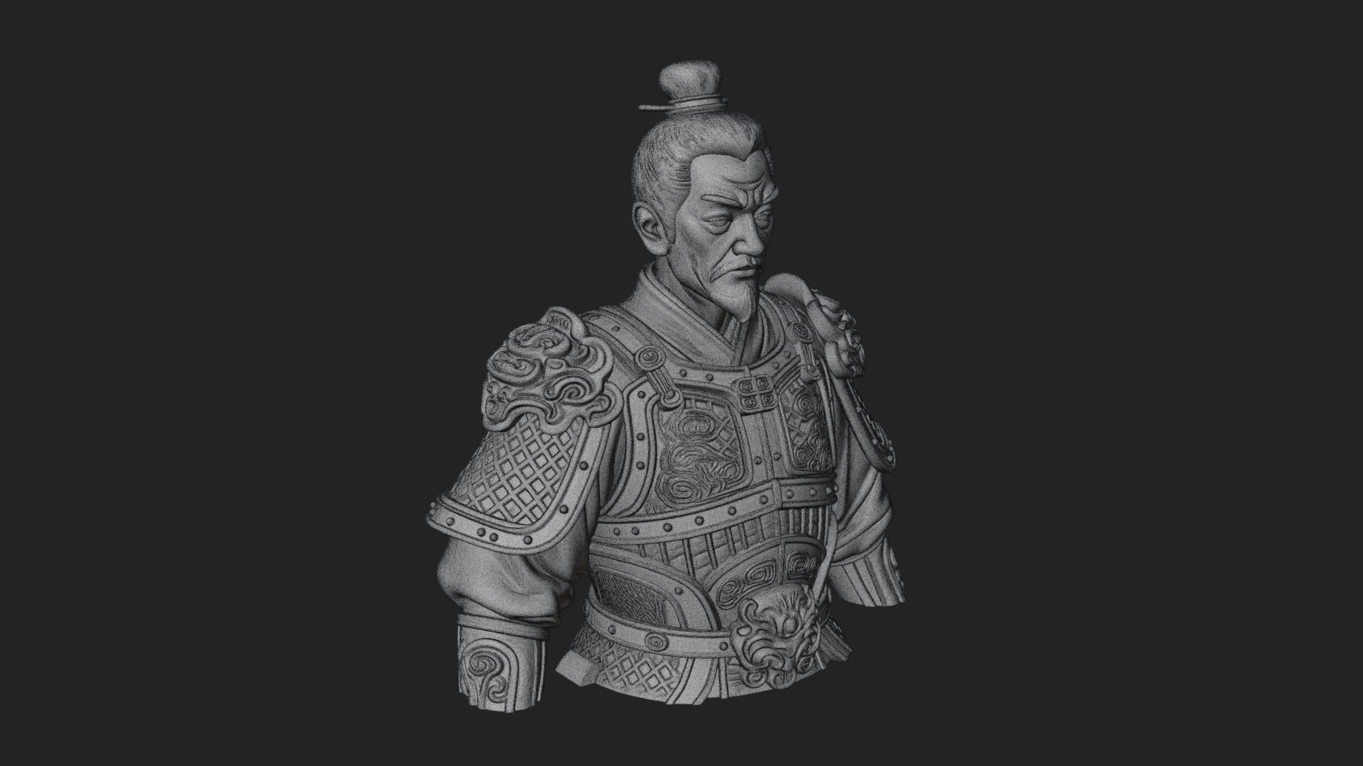 Chinese General Armor Bust Design 15 3D Print Model 3D Model
