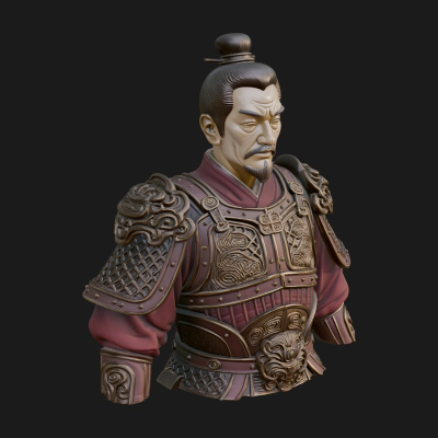 Chinese General Armor Bust Design 15 3D Print Model